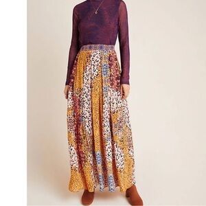 Bhanuni by Jyoti Maxi Skirt Boho Patchwork Animal Print Lined Size 6
